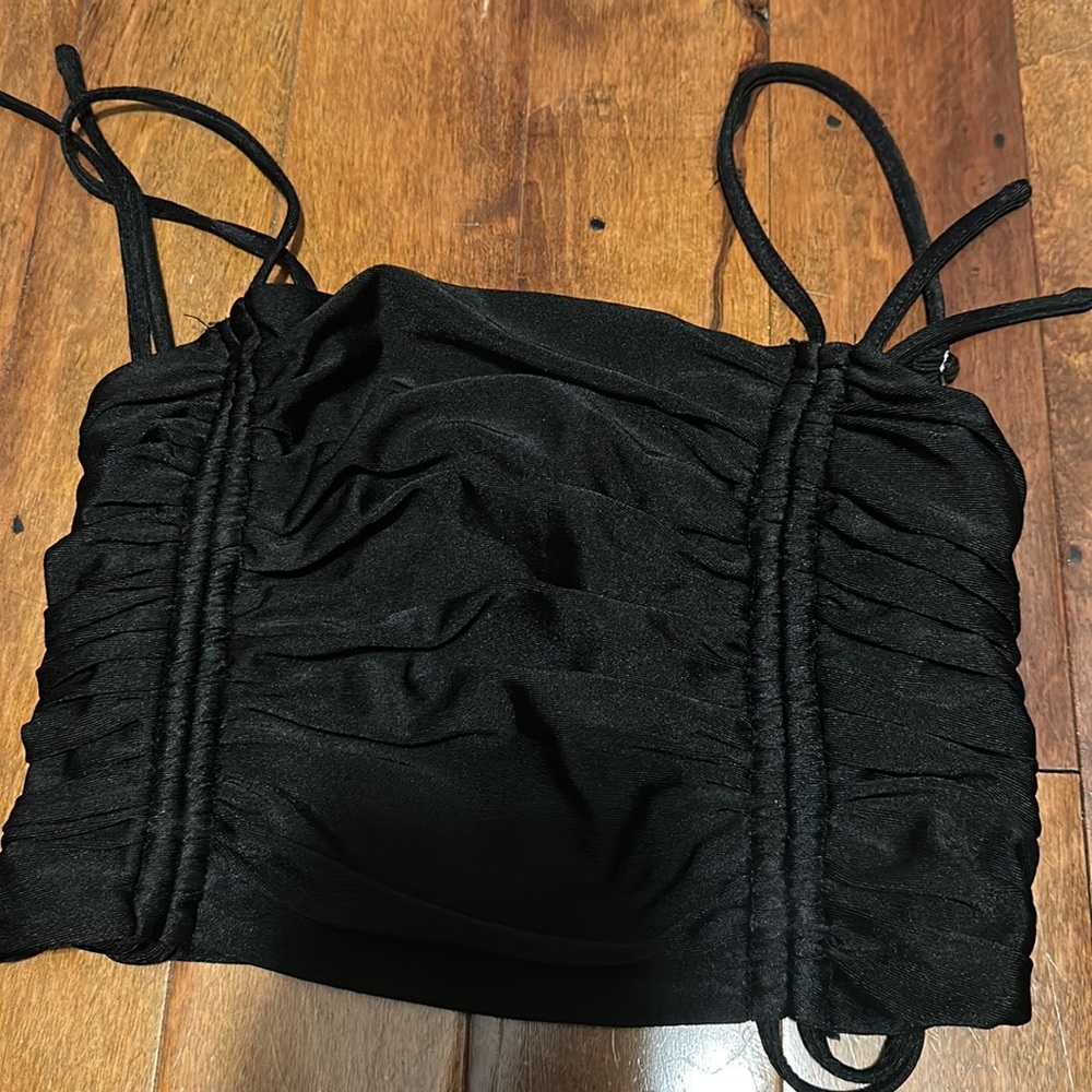 Tiger mist black tank top crop top